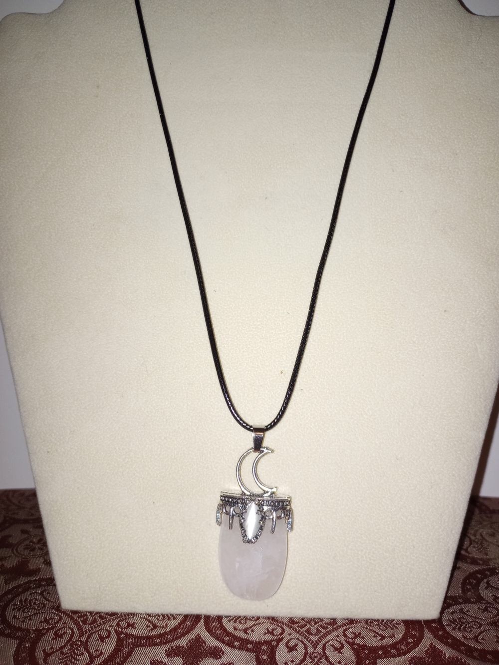 Crescent & Clear Quartz Pendant Necklace - Women Jewelry